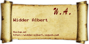 Widder Albert névjegykártya